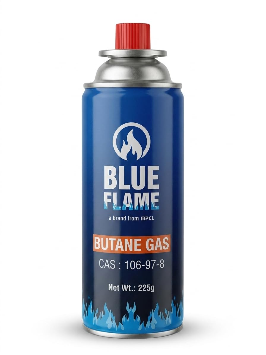 Blue Flame Butane Gas Canister 225g for Portable Stoves | Camping & Outdoor Use, Clean Consistent Flame, Leak-Resistant Design, Bayonet-Type Compatible, CAS 106-97-8-image-43