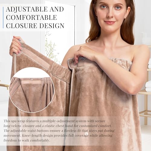 Image of PJGGZ Towel Wrap for Women, Three Adjust Clasps Closure Bath Wraps After Shower Spa Sauna Bathrobe(Available in Plus Size)
