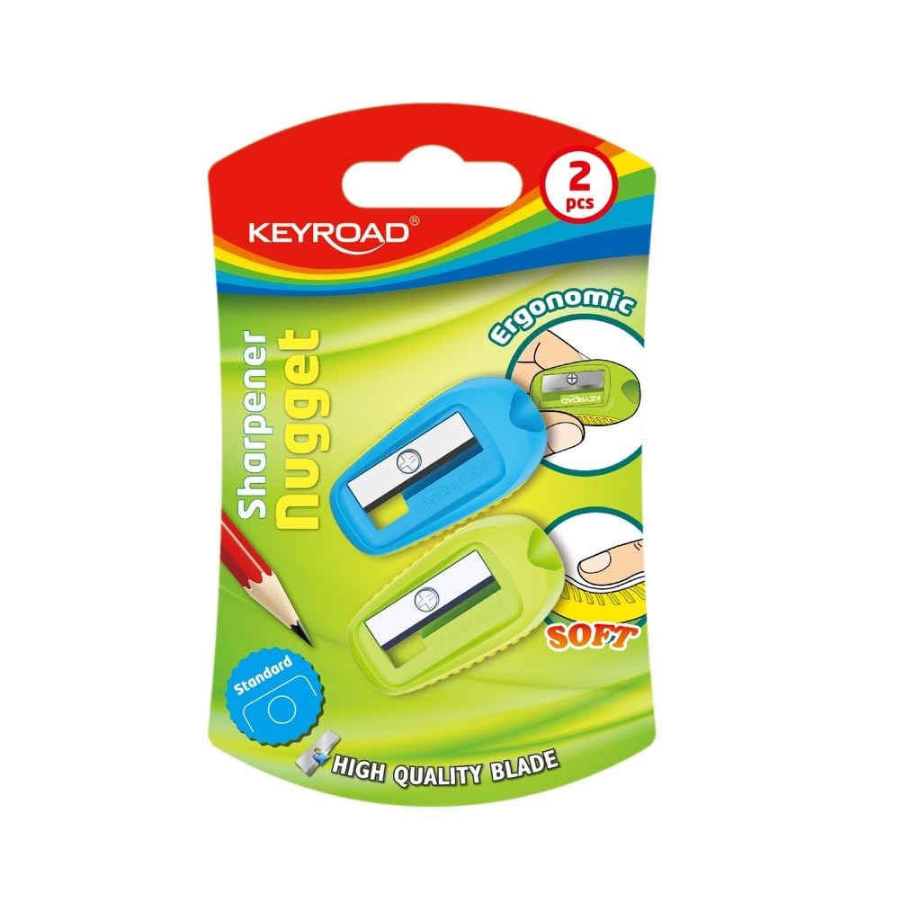 Keyroad 2 Pcs Ergonomic Manual Pencil Sharpener, Mixed Colors
