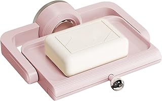 Suction Cup Soap Dish, Wall Mount Shower Soap Dish, Rotate Counter Sponge Shelf, Space Saving Draining Design, Adjustable Holder, For Bathroom Use, 6.53 x 6.18 x 2.28 Inches