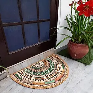 AVIONI Home Floor Mats in Beautiful Boho Design | Semi Round | Anti Slip, Durable & Washable | Outdoor & Indoor - 84cm x 135cm (~33