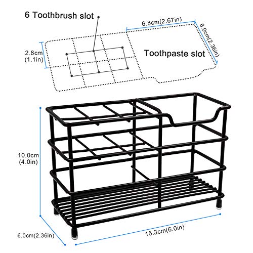 Toothbrush Holder,Upgrade 7 Slots Rustproof Black Toothbrush Holders,Stainless Steel Bathroom Toothbrush Toothpaste Holders Rack For Electric Toothbrush,Make Up Brush,Toothpaste,Cleanser,Razor #TOP3