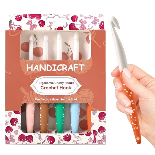 Looen 6er Häkelnadel Set Groß (6mm-12mm) Ergonomisches Häkelset mit Soft-Grip für schmerzfreies Häkeln von Chunky Wolle Textilgarn & Körben