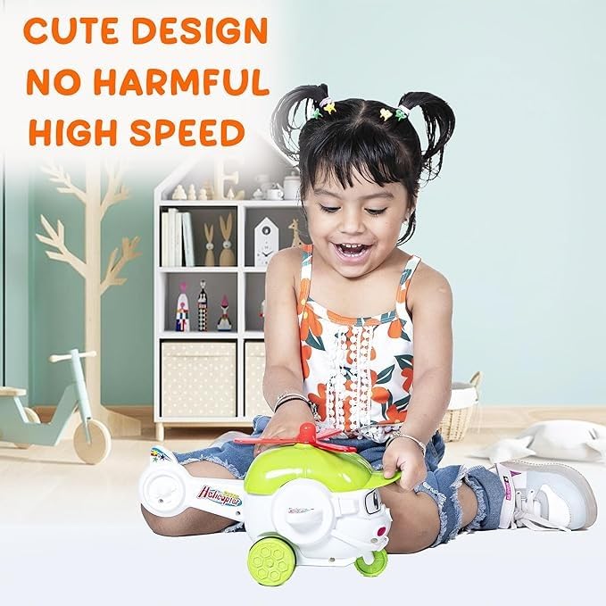 Image of ToyBharat This Multicolour Cartoon Helicopter Toy Features Friction Power for exciting Motion Play. for Kids, it Sparks Imagination, enhances Motor Skills, and Offers Hours of Fun