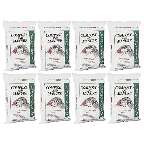 Michigan Peat 8-Pack Compost and Manure Blend, Garden Magic Mix w/Odor-Free Blend, 40 Lbs - Outdoor Lawn and Gardening Mixture with Nutrients and Minerals for Soil Potting and Planting