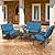 Oakcloud 5-Piece Outdoor Metal Furniture Sets Patio Conversation Set Wrought Iron Glider, 2 Single Chairs, Loveseat and Coffee Table, Peacock Blue