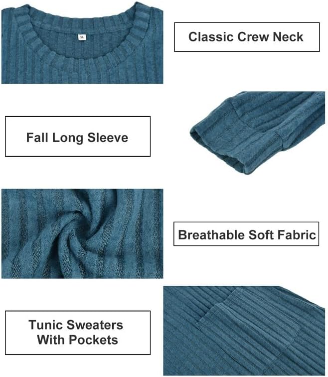 TIYOMI Womens Plus Size Long Sleeve Tops Crewneck Casual Fall Shirts Oversized Long Sweaters Loose Tunic Tops Pockets XL-5XL - Image 5