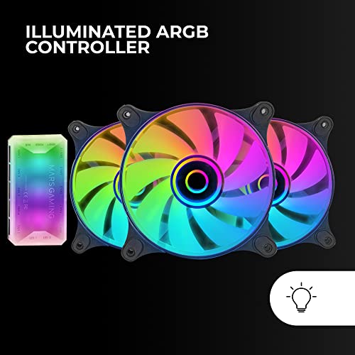 Mars Gaming MF-3DKIT, Kit 3 Ventiladores ARGB 360° 12cm, Espejo Infinito 3D, Sistema Anti-vibraciones, Controlador ARGB, Mando a Distancia RF, Compatibilidad Total, Negro - imagen 3