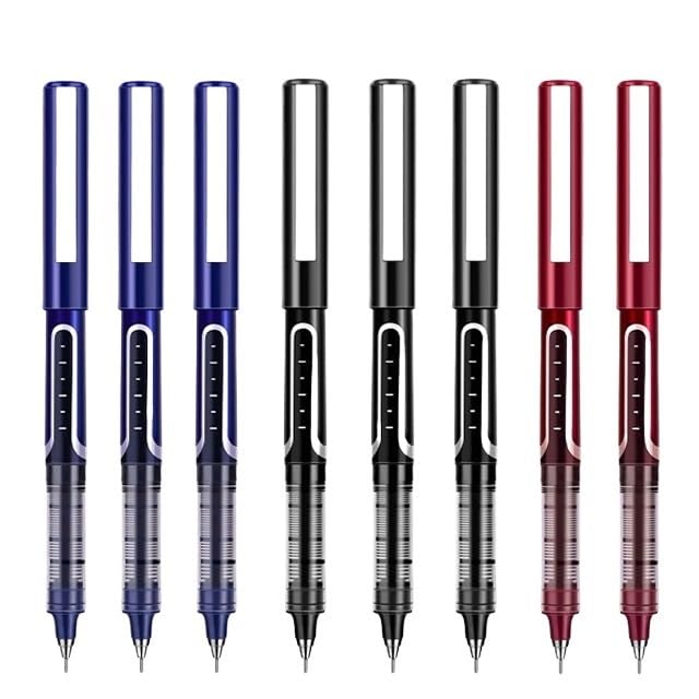 Stylos à bille, pointe fine de 0,5 mm, encre gel liquide, séchage rapide, pour l'école, le bureau (8 couleurs mélangées de type B-04)