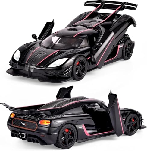 Image of Koenigsegg One Toy Car 1:32 Exclusive Alloy Metal Pull Back Die-cast Car Diecast Metal Pullback Toy car with Openable Doors & Light, Music Boys Gifts Toys for Kids【Colors as Per Stock】