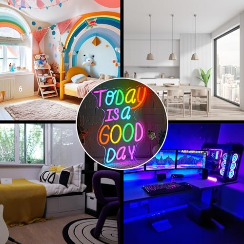Image of Today is a Good Day Neon Sign Letter Neon Light Colorful Words Neon Light Sign Motivation LED Light Sign for Bar Cafe Restaurant Office Living Room