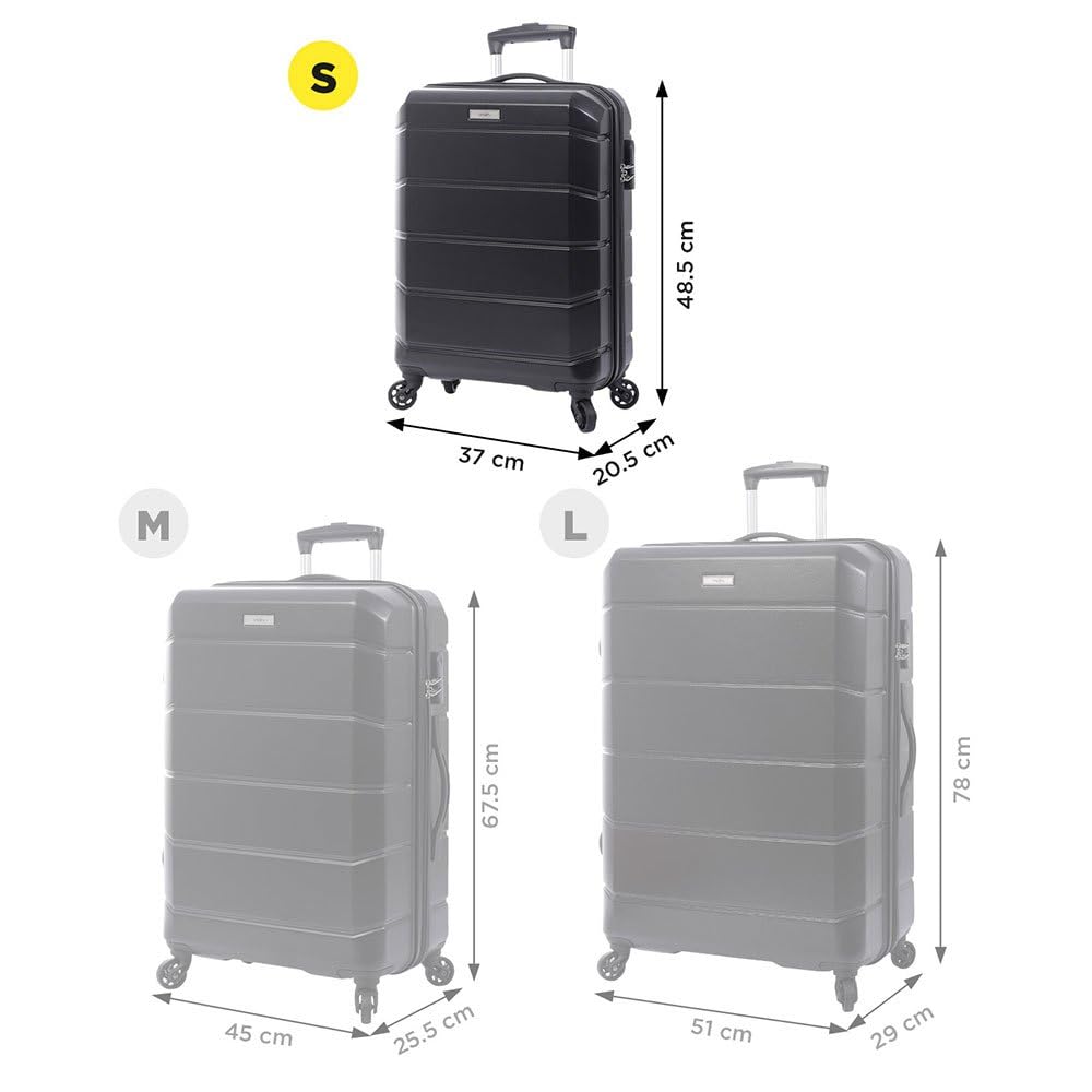 TOTTO Kabinenkoffer, Modell Rayatta, 38,5 x 57 x 20,5 cm, Fassungsvermögen 36 l, hohe Schlagfestigkeit, 360-Grad-Räder, Teleskopgriff, interne Gurte, 3-stelliges Schloss, Farbe