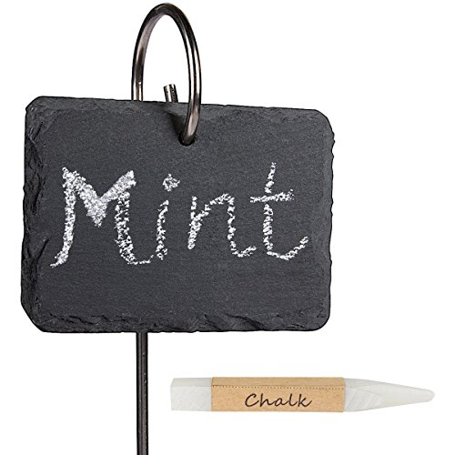 Lulind - Slate Plant Labels, Stainless Steel Stakes And 1 Chalk Pencil (5 Pack) #TOP18