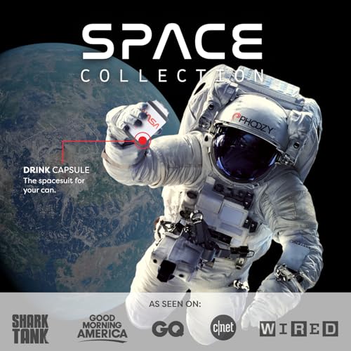 Image of PHOOZY Insulated Can Cooler for 12 oz Cans - Patented Drink Sleeve with NASA-Inspired Technology - Keeps Beer, Soda & Sparkling Water Cold Longer - Lightweight Outdoor Can Holder - Space White