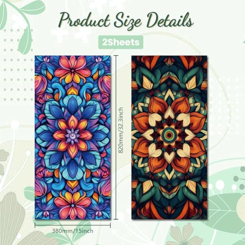 Image of Peacoblue Wheelie Bin Stickers 2 Sheets Mandala Pattern Floral Sticky Dustbin Stickers Decals, 15 inch x 32 inch Waterproof Large Wraps for Trash Cans Bins Fridges Door Wall Garden Outdoor Indoor Patio Decor