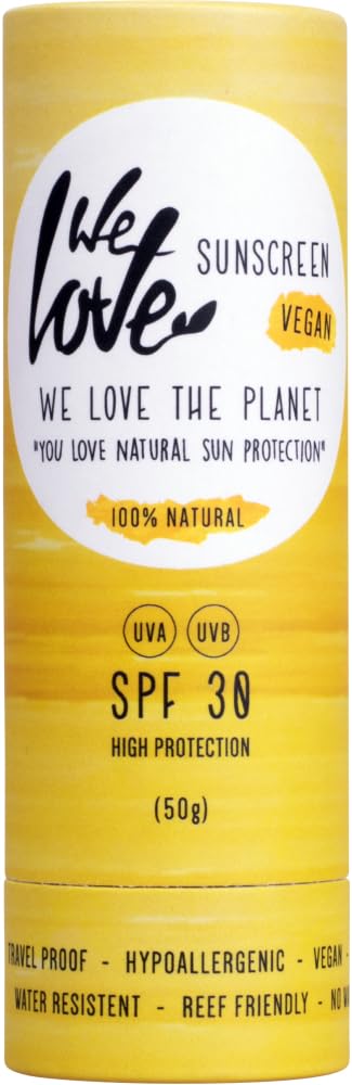 We Love The Planet - SPF 30 Natural Sunscreen Stick 60g - Vegan Eco-Friendly Sun Protection - Gentle & Effective - Suitable for All Skin Types