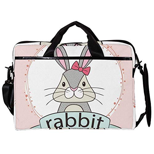 Sacoche ordinateur 14-15.4 pouces à bandoulière motif lapin imperméable pour transporter son PC