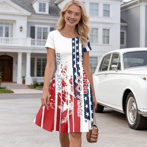 Image of AFPANQZ Womens Casual Summer Lightweight Vintage Dress Short Sleeve Midi Dress Knee-Long Luxury Formal Dress