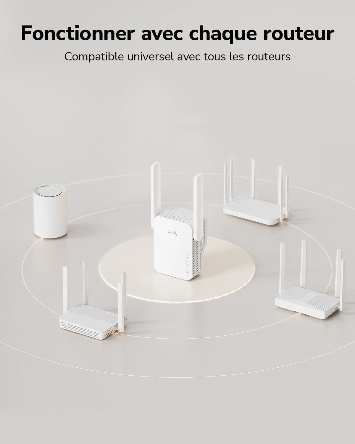 Cudy AC1200 Mesh Répéteur WiFi Mesh1200 Mbps 5 GHz/2,4 GHz, amplificateur WiFi Extendeur avec Prise, indicateur de Signal, antennes internes, Blanc RE1200