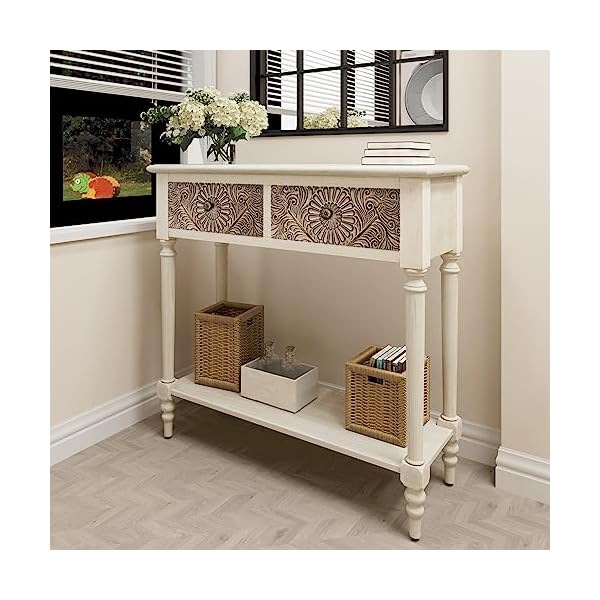 Koncemel Farmhouse Console Table with Drawers, Entryway Table with Storage Shelves, Long Sofa Table for Living Room Koncemel Farmhouse Console Table with Drawers, Entryway Table with Storage Shelves, Long Sofa Table for Living Room