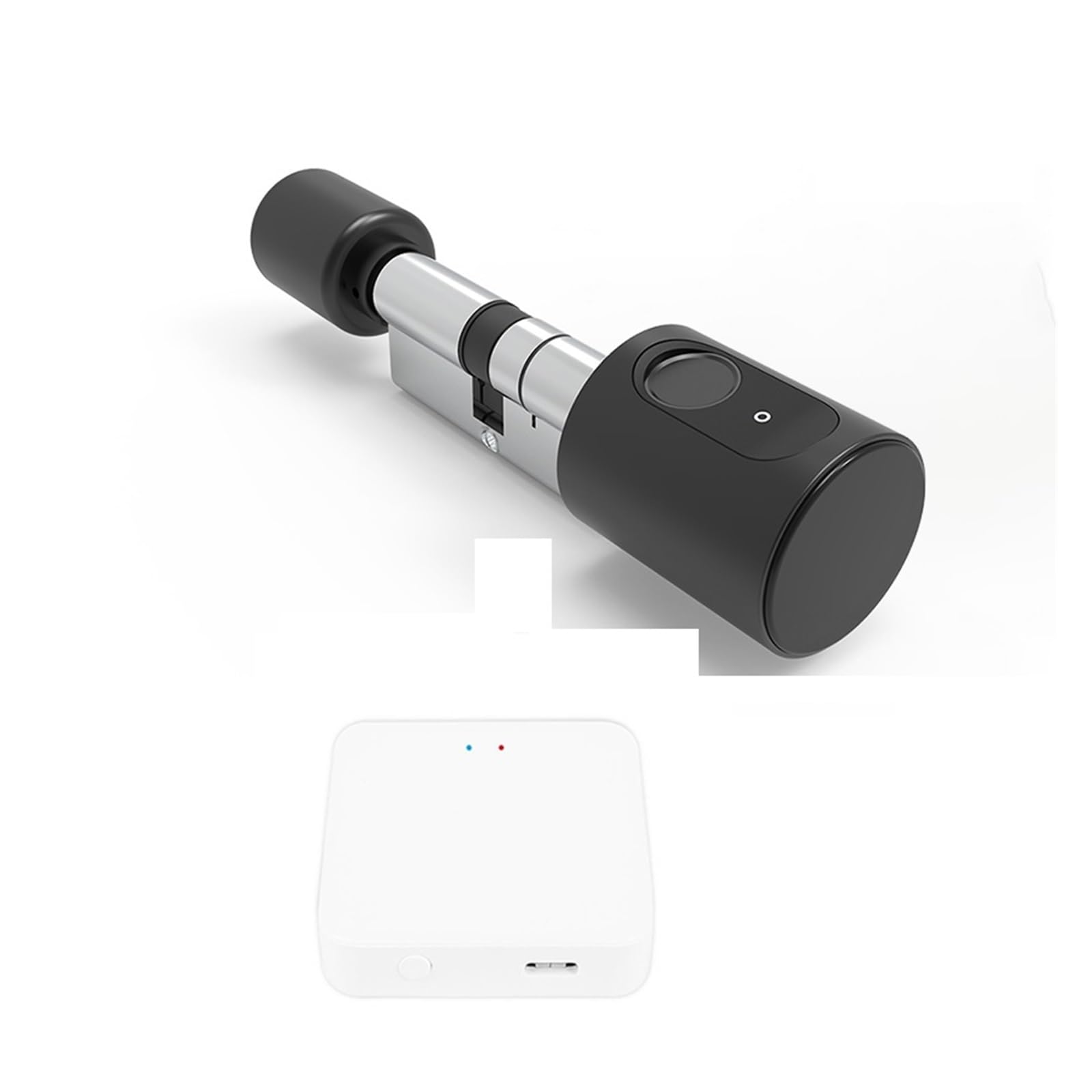 CVFRDD Smart Door Knob, Tuya APP Finrprint Lock Euro Cylinder Electronic Smart Door RFID Card Digital Keyless Entry Home Keyless Entry Door Handle(Black with gateway,45 and 45 to 55)