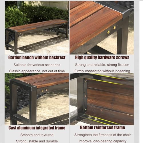 Banc de jardin extérieur en bois et fonte robuste premium