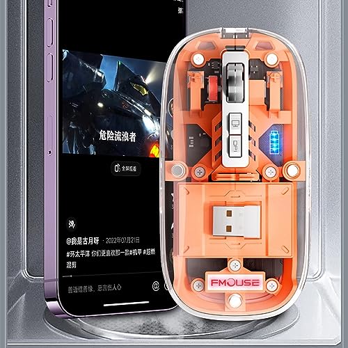Image of M133 2.4GHz USB Wireless Mouse, Bluetooth 5.1 Connection, 3 Modes, Transparent, Lighted, Silent, Ultra-thin, Wireless, Rechargeable, 5 Buttons, Compatible with iPhone /iPad /IOS13 or