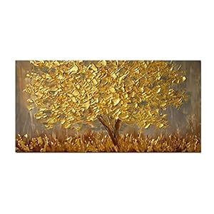 Moderne kunst gouden boom canvas schilderij abstracte posters en prints muurafbeelding voor woonkamer decoratie woondecoratie schilderijen, Wg576,50 x 100 cm zonder frame