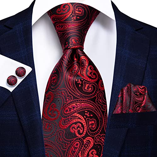 Image of Hi-Tie Father and Son Tie Set Striped Plaid Ties for Men and Boys Silk Necktie Pocket Square Set for Wedding Gifts