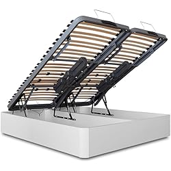 Camas Articuladas Matrimonio Ventadecolchones - Canapé Abatible de Madera Articulado Gran Capacidad con Mando Inalámbrico + App Móvil - Color Blanco - 200 x 200 cm - 2 Unidades (100x200cm)