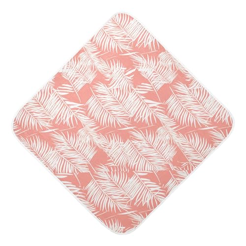 Kigai Baby Hooded Towel Absorbent Baby Bath Shower Towel with Hood for Newborn Boys Girls Babies Infant Toddler (Palm Leaves on Coral 30 x 30 in)