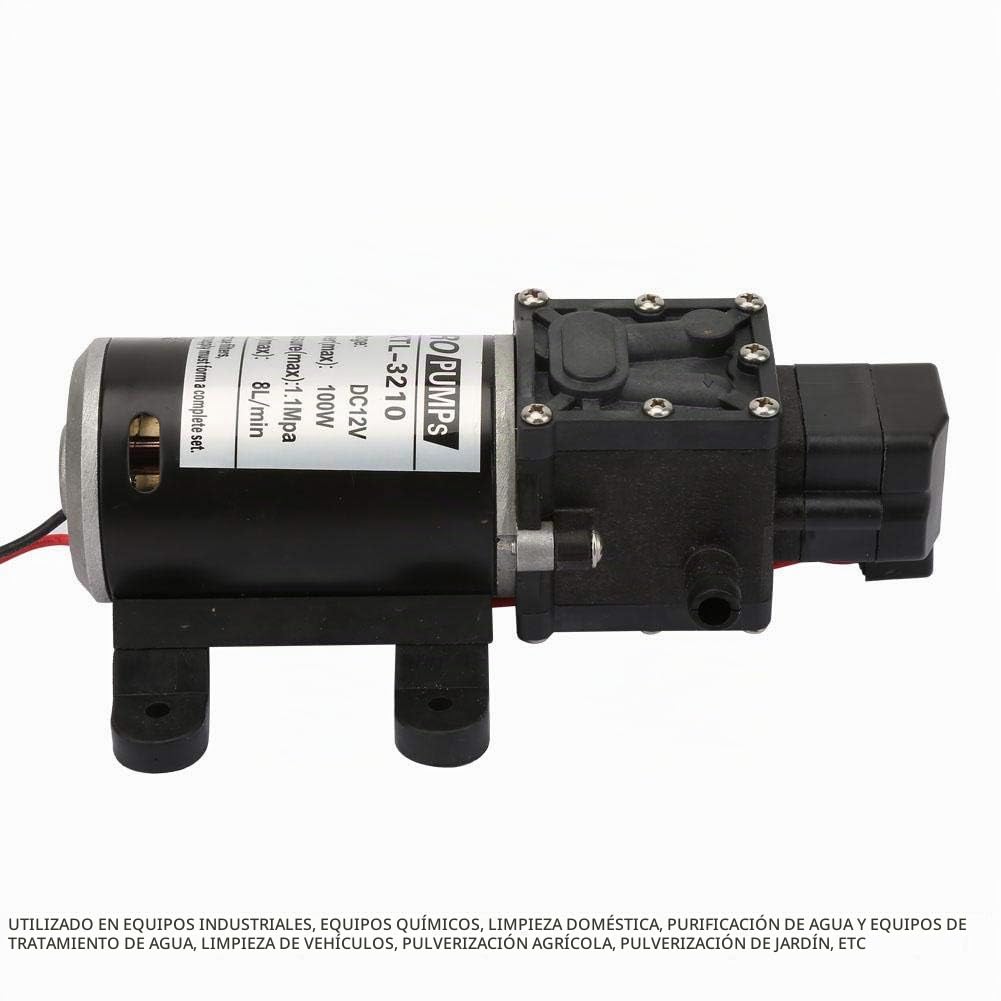 12V 100W Bomba de agua de alta presión con diafragma eléctrico de cebado automático con interruptor de presión 3210YA-12-100 1.5M 8L / M 70M Lift para equipos industriales