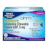 OHM Children’s Chewable Tablets, Dye Free, Grape, Non-Drowsy 24h Relief of Sneezing, Runny Nose,...