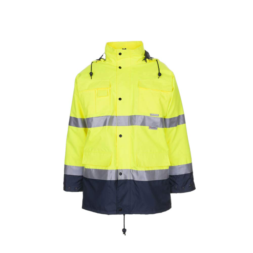 Planam 2057072 Warnschutz Parka, Gelb/Marine, Größe 5XL