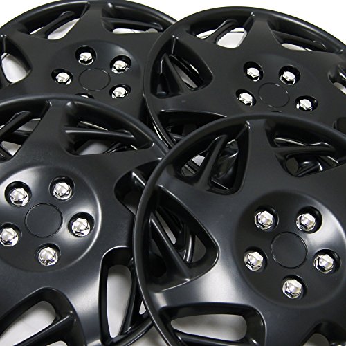 Image of Pack of 4 Hubcaps | Size 15-Inches | Wheel Covers | Style 2007J | Snap-On (Pop-On) Type Hub-caps (Not Fits Bolt-On Type) | Wheel Skin Cover WC5-15-2007J-B