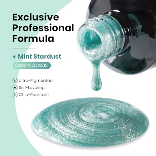 Image of Beetles Green Cat Eye Gel Polish, 15ML Mint Green Cat Eye Glitter Gel Polish with Magnet Soak Off UV Shimmer Velvet Gel Mint Stardust Series French Nail Art Design Manicure Gifts for Women