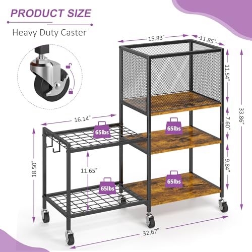 5 Tier Dumbbell Rack, Yoga Mat Storage Holder, Home Gym Storage Rack, Workout Equipment Storage Organizer, Weight Storage Holder Rack with Hooks and Wheels