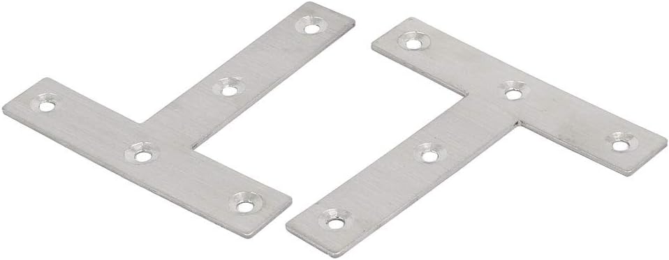 80mmx80x1.5mm Metal Shelf Brackets & Supports T Shaped Flat Repair Plates Fasteners Silver Brackets Tone 30pcs