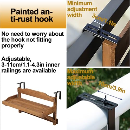 Table de balcon pliante murale 60x24 cm pour balustrade