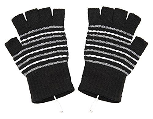 Guantes para portátil, USB, guanets de lana, guantes calefactables, color negro