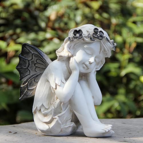 Leekung Angel staue for Garden Decor,Garden Sculptures & Statues with Solar Powered Lights for Patio Yard Porch Lawn Outdoor Decor,Angel Figurines and Statues Home Decoration Spiritual Memorial Gifts