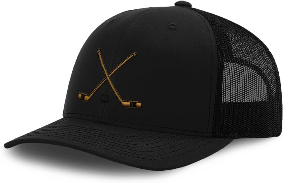 Custom Mesh Cap Hat Embroidered Hockey Sticks Trucker Hats for Men & Women Cotton