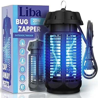 LiBa Electric Bug Zapper, Outdoor & Indoor Insect Killer with Switch – 4000V Powerful Grid, 20W Extra Brightness IPX4 Waterproof Mosquito Repellent Outdoor, Fly Traps for Backyard Patio