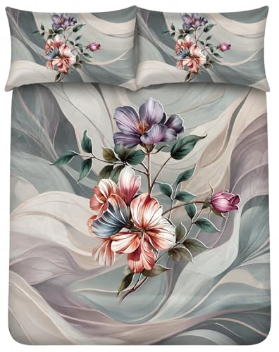 Image of 7D Digital Printed King Size Bedsheet | 240TC Premium Cotton Feel Microfiber with 2 Pillow Covers | Soft Breathable & Wrinkle Free Bedding Set | (GreyEthnic, King Size-225x250CM)