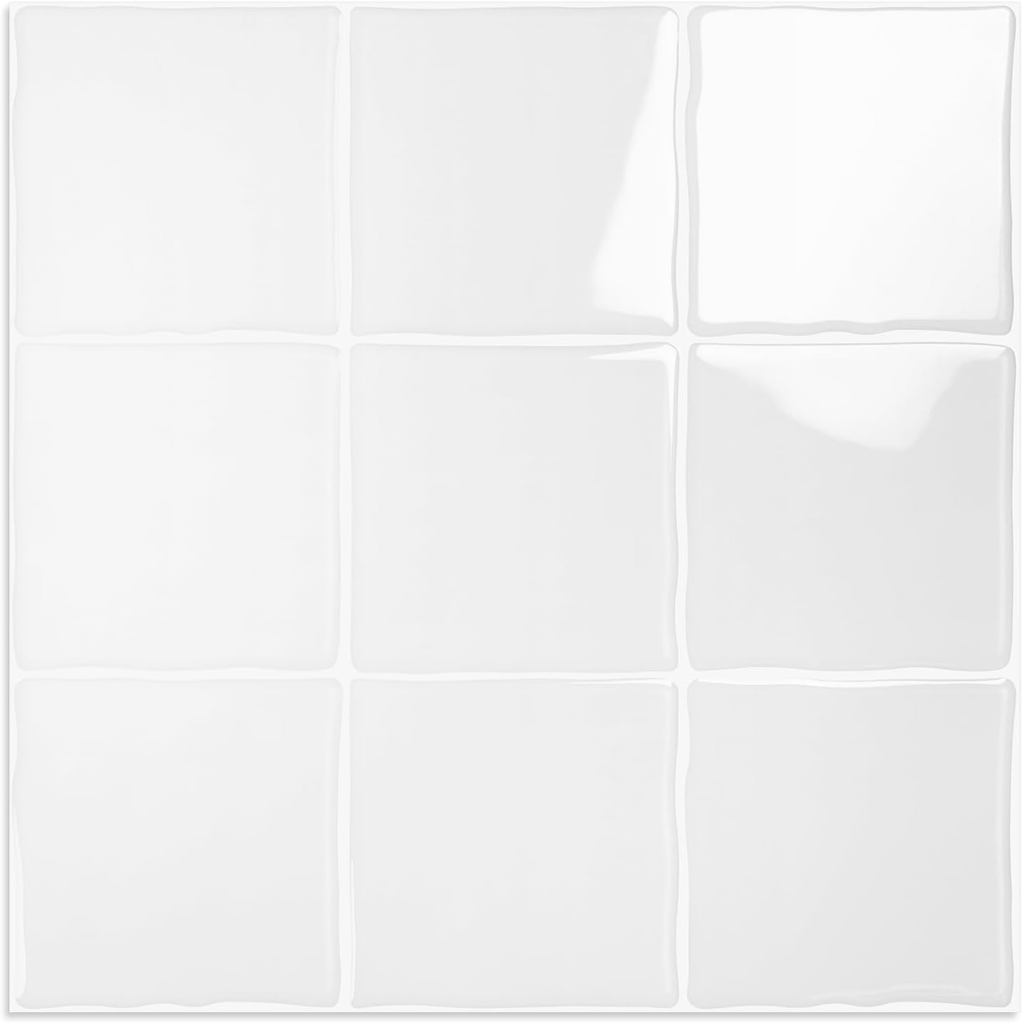 10 Sheet Thicker Peel and Stick Backsplash Tile, 12"x12" 3D Self Adhesive Square Mosaic Subway Checkered Vinyl Backsplash Stick on Wall Tiles for Bathroom, Kitchen, Living Room (10, White)