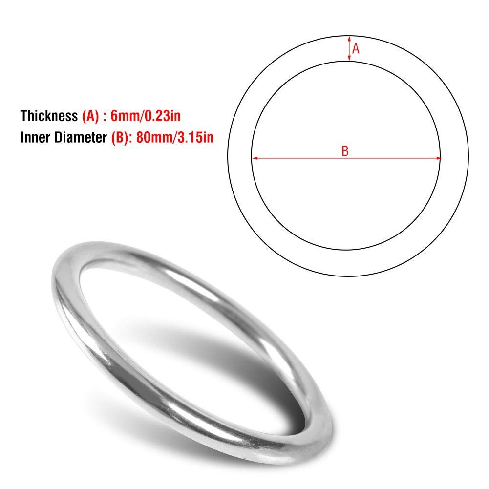 Anneau Soudé Inox 304 Poli – 6x80mm, Pour Yoga, Plongée, Escalade