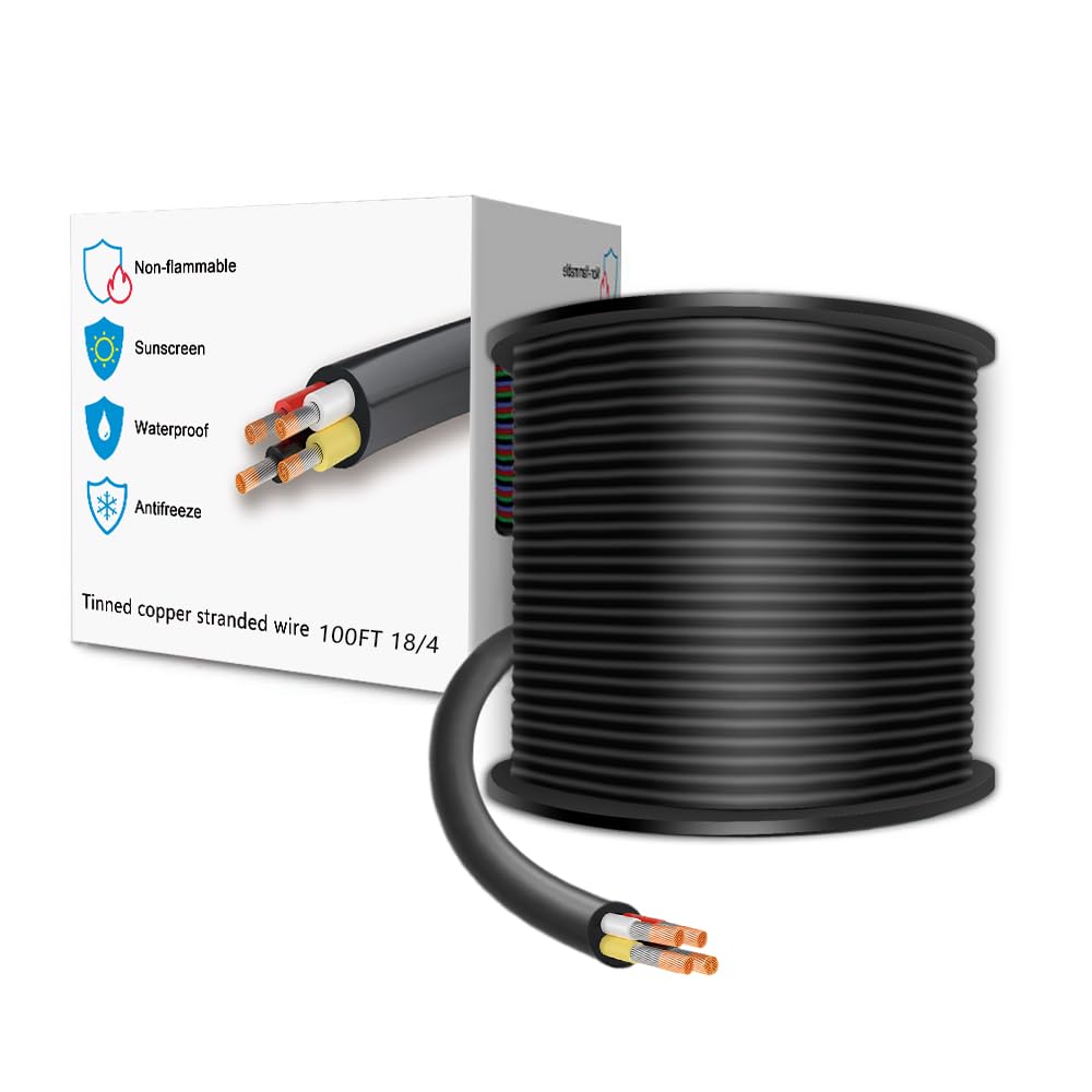 30.48M 18 Calibre 18/4 Cable Eléctrico de 4 Conductores Cable de 4 Núcleos 4x0,8mm² para luz LED, Automotriz, Equipamiento de Embarcaciones