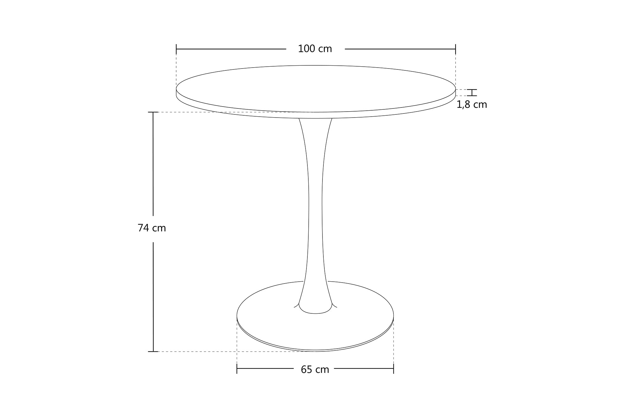 SAMIRA Tavolo rotondo Ø100 cm, tavolo da pranzo tondo mod. Omar (Bianco, Ø100)