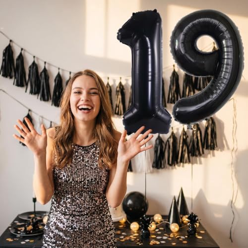Image of YPSelected 32 Inch Large Foil Helium Number Balloon Birthday Wedding Party 0-9 (Black, 9)
