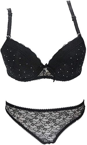 Miniatura 3 de Conjunto de lencería sexy con brasier de encaje push up para mujer